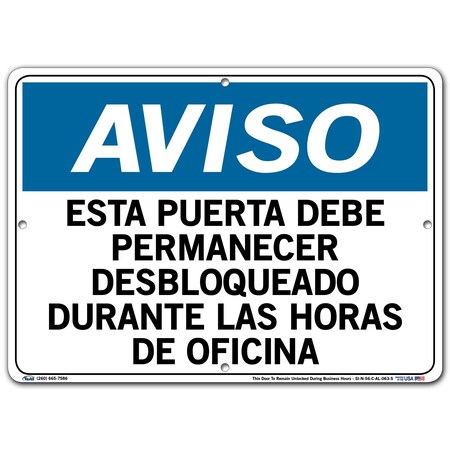 Vestil Aluminum Sign, 10-1/2" Height, 14-1/2" Width, Aluminum, Rectangle, Spanish SI-N-56-C-AL-063-S